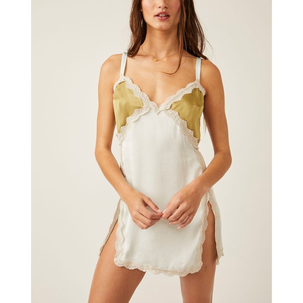 Free People Gold and Cream Chemise